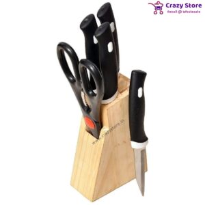 Kitchen 5 Piece Knife Set with Scissor & Wooden Block