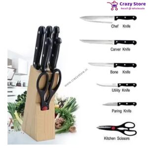 Kitchen 5 Piece Knife Set with Scissor & Wooden Block