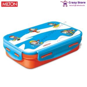 Milton Steely Deluxe Mini Inner Steel Kids Tiffin Box, 400 ml, Blue | School Lunch Box | Leak Proof (Inner Steel & Outer Plastic