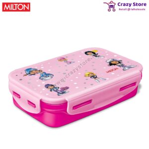 Milton Steely Deluxe Mini Inner Steel Kids Tiffin Box, 400 ml, Pink | School Lunch Box | Leak Proof (Inner Steel & Outer Plastic